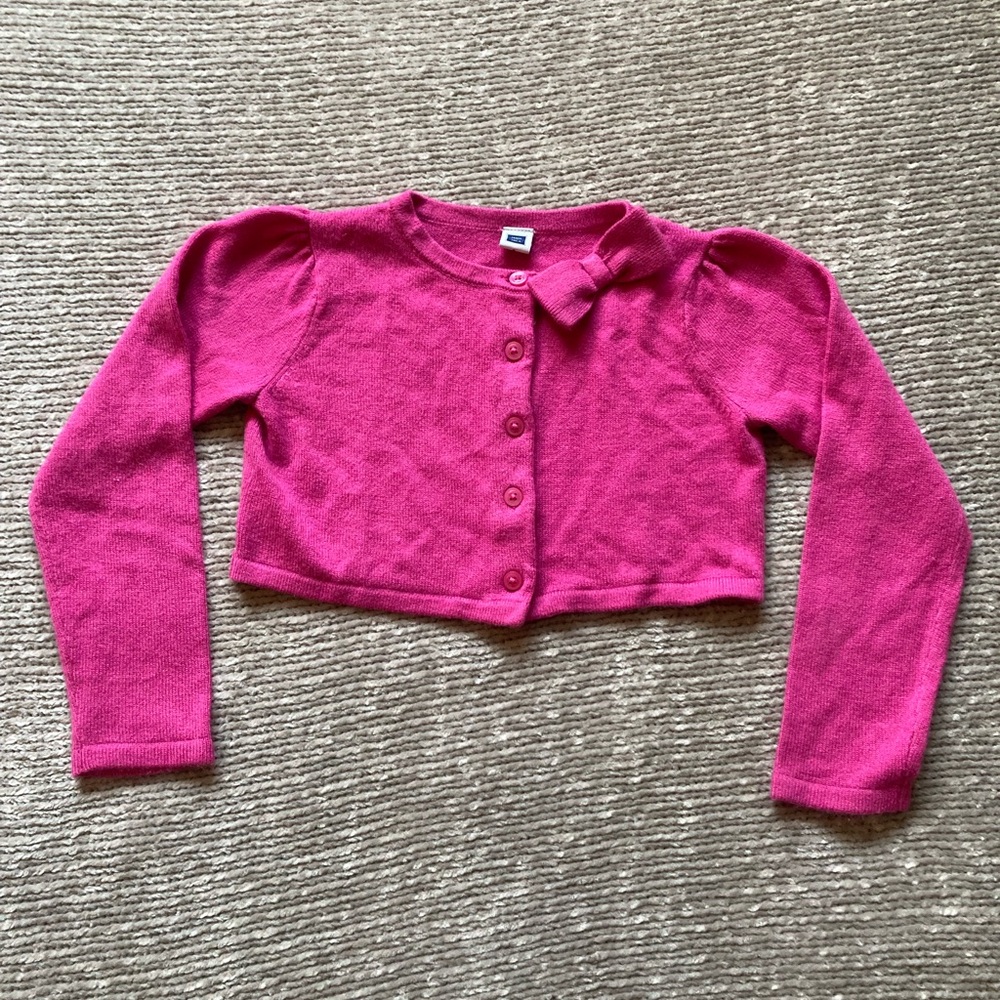 Janie and Jack Cropped Bow Cardigan Fuchsia Pink‎ Long Sleeve Girls 4